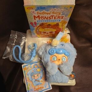 Emotional Hairy Monsters Blue Sadness Anglerfish Plushy Keychain- Confirmed